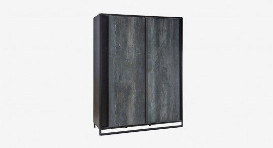 Wardrobe | DARK METAL with sliding doors